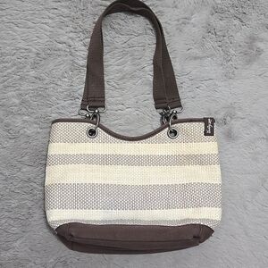 Stylish Brown and Cream Women's woven shoulder bag